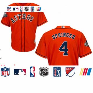 Astros #4 George Springer Orange New Cool Base 2019 World Series Bound Stitched Baseball Jersey
