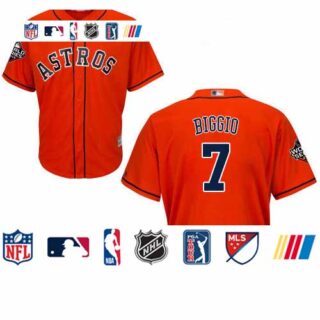 Astros #7 Craig Biggio Orange New Cool Base 2019 World Series Bound Stitched Baseball Jersey