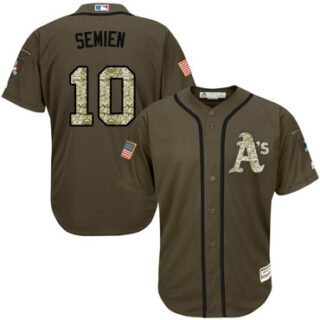 Athletics #10 Marcus Semien Green Salute to Service Stitched Baseball Jersey