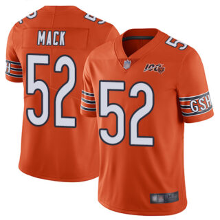 Bears #52 Khalil Mack Orange Youth Stitched Football Limited Rush 100th Season Jersey