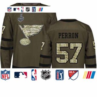 Blues #57 David Perron Green Salute to Service Stanley Cup Final Bound Stitched Hockey Jersey