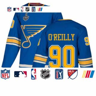 Blues #90 Ryan O'Reilly Blue Alternate Authentic Stanley Cup Final Bound Stitched Youth Hockey Jersey