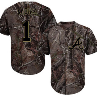 Braves #1 Ozzie Albies Camo Realtree Collection Cool Base Stitched Baseball Jersey