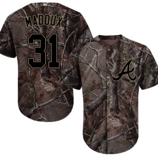 Braves #31 Greg Maddux Camo Realtree Collection Cool Base Stitched Baseball Jersey