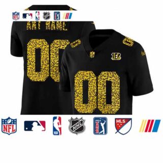 Cincinnati Bengals Custom Men's Nike Leopard Print Fashion Vapor Limited NFL Jersey Black