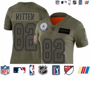 Cowboys #82 Jason Witten Camo Women's Stitched Football Limited 2019 Salute to Service Jersey