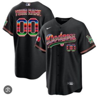 Custom Los Angeles Dodgers 2023 Mexican Serape Heritage Black Jersey