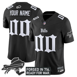 Custom Men's Buffalo Bills New York Patch Vapor Limited Jersey - All Stitched Black