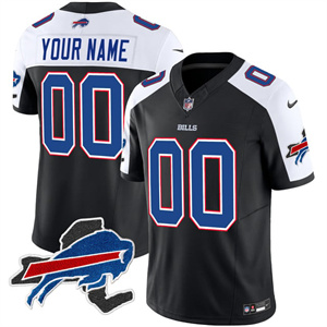 Custom Men's Buffalo Bills New York Patch Vapor Limited Jersey - All Stitched Black Alternate