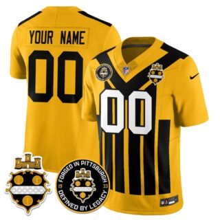 Custom Men's Pittsburgh Steelers Gold Alternate 1933 Throwback Limited Jersey All Stitched