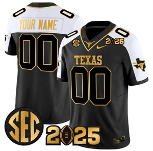 Custom Texas Longhorns 2025 CFP Final Gold Patch Vapor Limited Custom Jersey Alternate