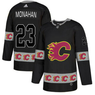 Flames 23 Sean Monahan Black Team Logos Fashion Adidas Jersey