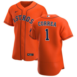 Houston Astros #1 Carlos Correa Men's Nike Orange Alternate 2020 Authentic Team MLB Jersey