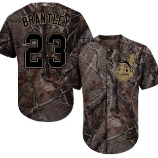 Indians #23 Michael Brantley Camo Realtree Collection Cool Base Stitched Youth Baseball Jersey
