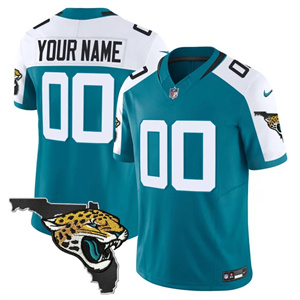 Jacksonville Jaguars Florida Patch Vapor Custom Jersey All Stitched Teal Alternate