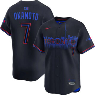 Men's Toronto Blue Jays #7 Kazuma Okamoto Navy 2024 City Connect Limited Stitched Baseball Jersey