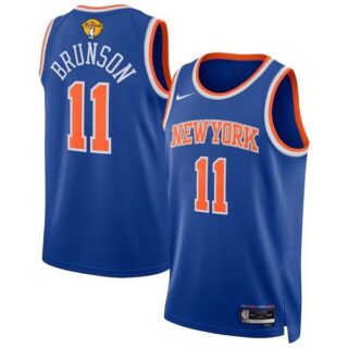 Men's New Yok Knicks #11 Jalen Brunson Blue 2026 Finals Patch Icon Edition Stitched Basketball Jersey