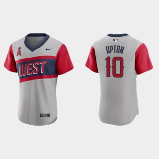 Los Angeles Angels #10 Justin Upton Men's Nike Gray 2021 Little League Classic Authentic MLB Jersey