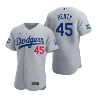 Los Angeles Dodgers #45 Matt Beaty Gray 2020 World Series Champions Flexbase Jersey