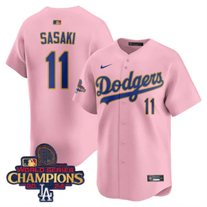Los Angeles Dodgers Gold 2025 Cherry Blossom Roki Sasaki #11 Jersey All Stitched