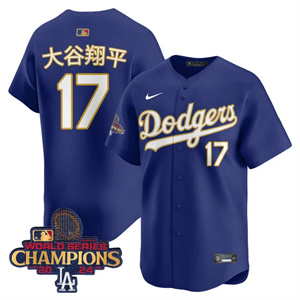 Los Angeles Dodgers Gold 2025 Royal Shohei Ohtani (Kanji) #17 Jersey All Stitched