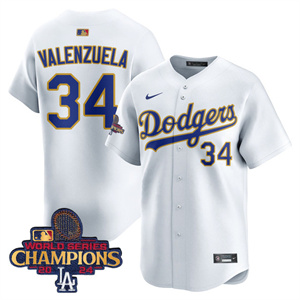 Los Angeles Dodgers Gold 2025 White Fernando Valenzuela #34 Jersey All Stitched
