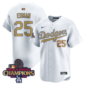 Los Angeles Dodgers Gold 2025 White Gold Tommy Edman #25 Jersey All Stitched