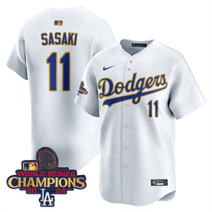 Los Angeles Dodgers Gold 2025 White Roki Sasaki #11 Jersey All Stitched