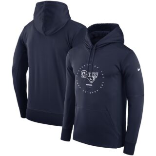 Los Angeles Rams Nike Sideline Property Of Wordmark Logo Performance Pullover Hoodie Navy