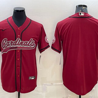 Men's Arizona Cardinals Blank Red With Patch Cool Base Stitched Baseball Jersey