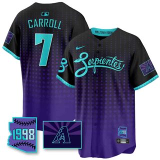 Men's Arizona Diamondbacks Purple for Second 'Serpientes' City Connect Jersey All Stitched Corbin Carroll #7