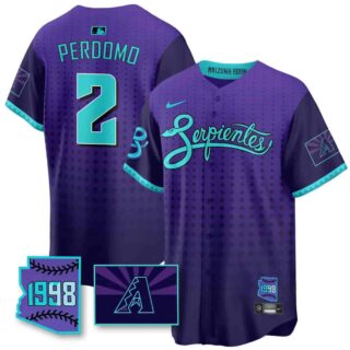 Men's Arizona Diamondbacks Purple for Second 'Serpientes' City Connect Jersey All Stitched Geraldo Perdomo #2