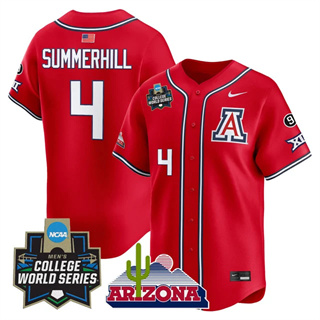 Men's Arizona Wildcats #4 Brendan Summerhill 2025 World Series Vapor Premier Limited Jersey All Stitched