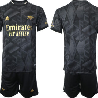 Men's Arsenal F.C Blank 2023 Black Away Soccer Jersey Suit