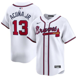 Men's Atlanta Braves #13 Ronald Acuna Jr. White 2024 Home Limited Stitched Baseball Jersey