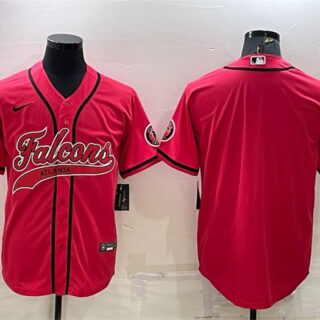 Men's Atlanta Falcons Blank Red With Patch Cool Base Stitched Baseball Jersey
