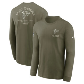 Men's Atlanta Falcons Olive 2025 Salute to Service Sideline Long Sleeve T-Shirt