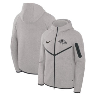 Men's Baltimore Ravens Grey Tech Fleece Windrunner Full-Zip Hoodie
