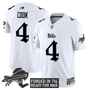 Men's #4 James Cook Buffalo Bills New York Patch Vapor Limited Jersey All Stitched
