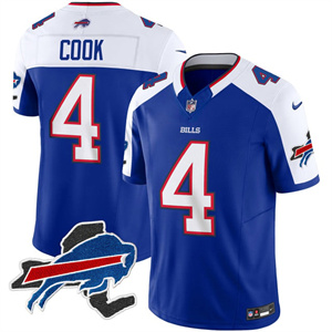 Men's #4 James Cook Buffalo Bills New York Patch Vapor Limited Jersey All Stitched