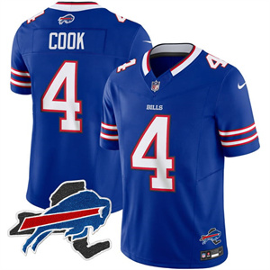 Men's #4 James Cook Buffalo Bills New York Patch Vapor Limited Jersey All Stitched