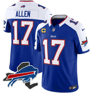 Men's #17 Josh Allen Buffalo Bills New York Patch Vapor Limited Jersey All Stitched