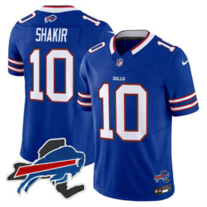 Men's #10 Khalil Shakir Buffalo Bills New York Patch Vapor Limited Jersey All Stitched
