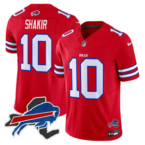Men's #10 Khalil Shakir Buffalo Bills New York Patch Vapor Limited Jersey All Stitched