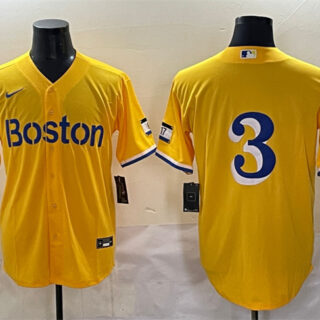 Men's Boston Red Sox #3 Ceddanne Rafaela Gold City Connect Stitched Baseball Jersey