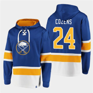Men's Buffalo Sabres #24 Dylan Cozens Royal Ageless Must-Have Lace-Up Pullover Hoodie