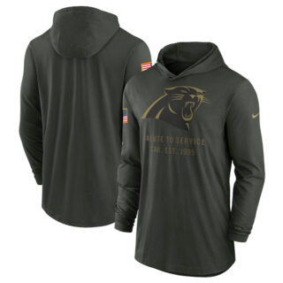 Men's Carolina Panthers Forest Green 2025 Salute to Service Sideline Dri-FIT Lightweight Pullover Hoodie