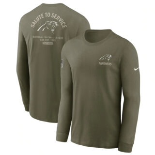 Men's Carolina Panthers Olive 2025 Salute to Service Sideline Long Sleeve T-Shirt
