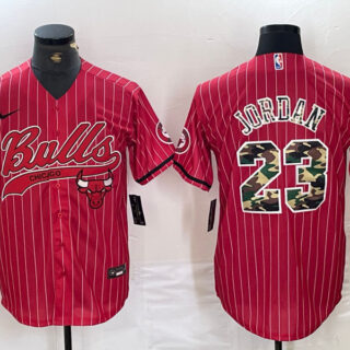 Men's Chicago Bulls #23 Michael Jordan Gray Camo Cool Base Stitched Baseball Jersey 6