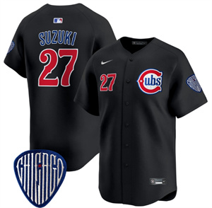 Men's Chicago Cubs Blue Alternate Vapor Premier Limited baseball Jersey All Stitched Black Seiya Suzuki